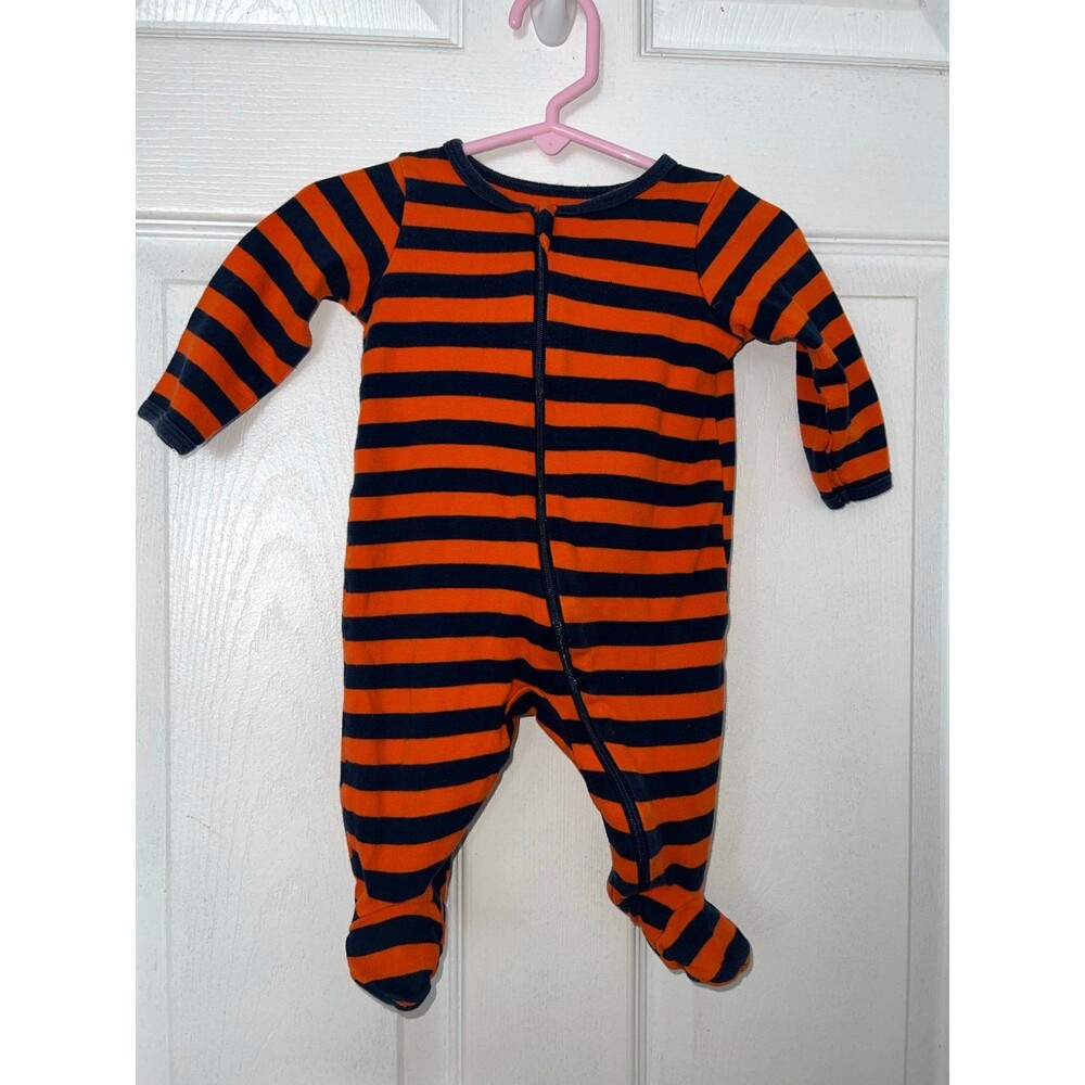 Members Mark Baby Boy Orange and Navy Blue Footie Sleeper